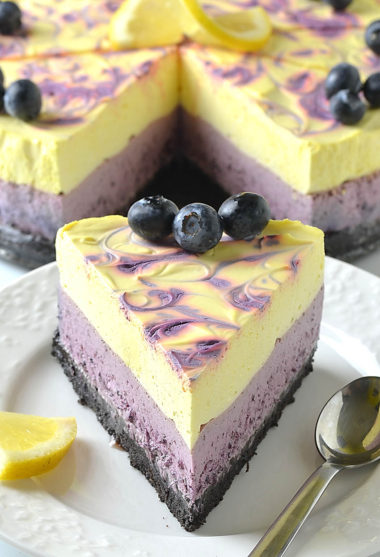 Lemon Blueberry Swirl Cheesecake - Lidia's Cookbook