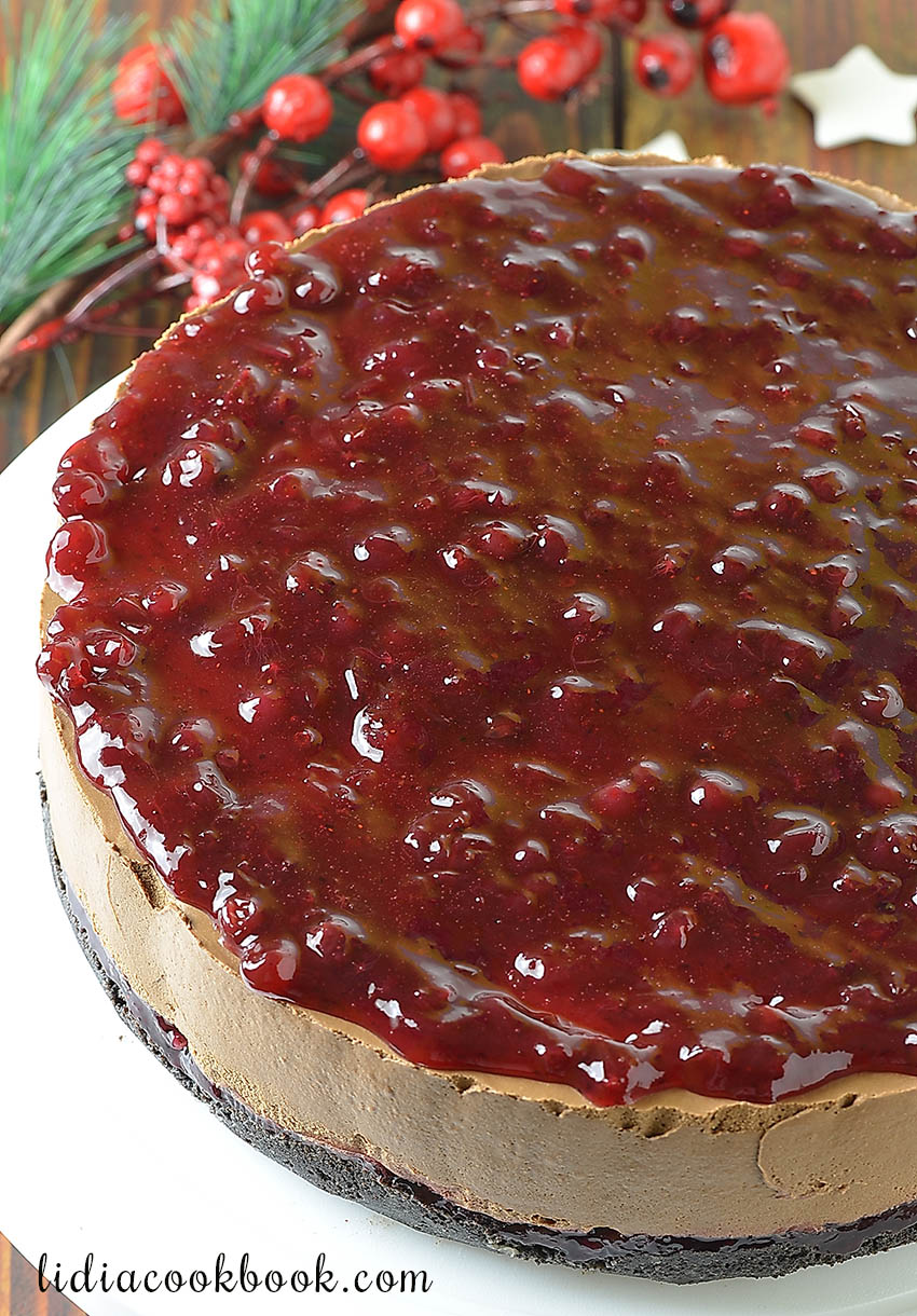 Chocolate Cranberry Jam Cheesecake - Lidia's Cookbook